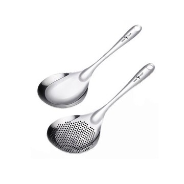 PUSH!餐廳廚房用品316L不銹鋼湯勺漏勺餃子瀝水花椒漏勺過濾勺油炸火鍋大撈勺D377