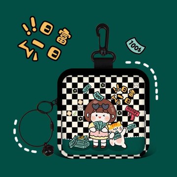 原創個性時尚帆布零錢包迷你耳機小方包鑰匙包多功能小錢包掛飾包