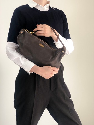 【日本直送 名牌中古包】CELINE  સελિન 手提包 棕色 凱旋門 皮革 迷你包 vintage 古董 yat2yf