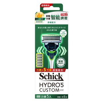 【Schick舒適牌】水次元5辨型 刮鬍刀(舒膚配方) 刀把1入+刀片5入