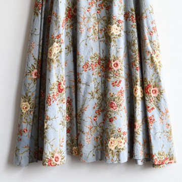 【蛋植物古著】花榭清泉絨面印花古著長裙