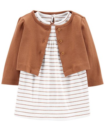 Baby 2-Piece Bodysuit Dress & Cardigan Set