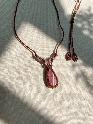 蠟線編織/紅紋石項鍊