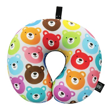 DQ 緩衝顆粒護頸枕(繽紛熊)