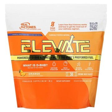 Real Ketones, Elevate，橙味，30 包混合飲品，每包 0.43 盎司（12.3 克）