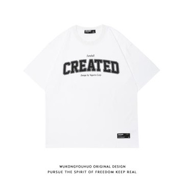 220g重磅潮牌字母印花短袖T恤男女嘻哈寬松overszie百搭半袖體恤