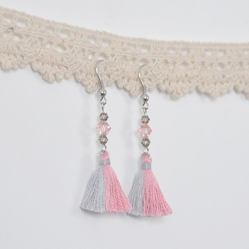 雙色流蘇。捷克水晶。耳環 Two Colorway Tassel。Crystal。Earring