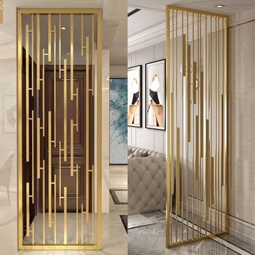 台灣公司貨 可開票 輕奢不銹鋼屏風客廳入戶現代簡約玄關隔斷金屬餐廳鏤空裝飾定制 快速發貨