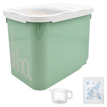 LocknLock 樂扣樂扣 米桶組 米桶10kg+量杯+防潮乾燥劑  230 x 330 x 250mm  綠色  1個