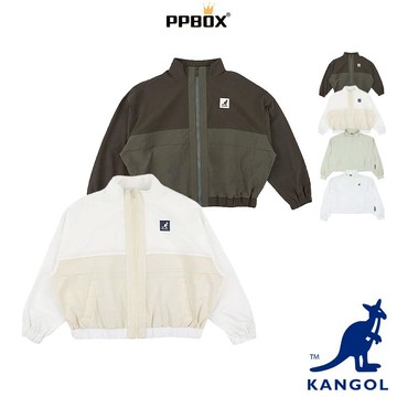KANGOL 袋鼠 女款防風 外套 63521422 時尚 長袖 衣服 防風 短版 運動外套 慢跑衣 抗UV PPBOX