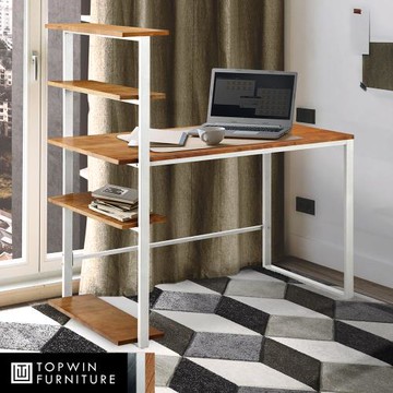 TOPWIN 高點家居-約翰實木層架書桌(DIY/實木/書桌/工作桌/電腦桌/辦公桌/側邊層架)