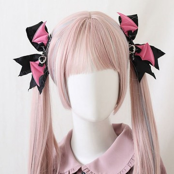 🎀免運臺灣有貨🎀原創翅膀蝴蝶結暗黑洛麗塔頭飾馬尾髮飾lolita辣妹哥特髮夾🎀可開票