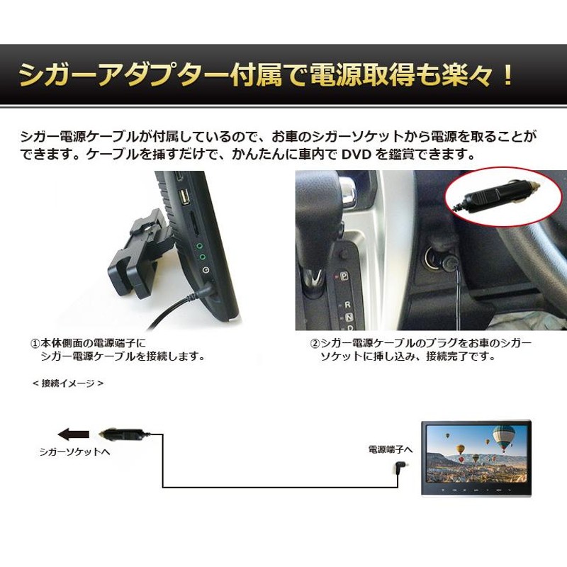 ヘッドレストモニター DVD内蔵 ポータブルDVDプレーヤー 車 HDMI