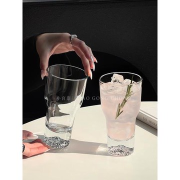 觀山杯玻璃杯大容量ins風啤酒杯果汁杯高級感冰山杯茶杯牛奶杯子