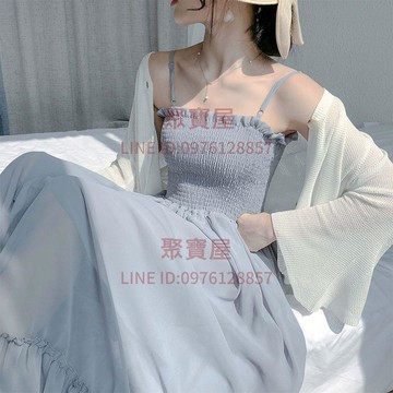 細肩帶洋裝雪紡夏季超仙女甜美中長款韓版吊帶裙子女學生潮連衣裙【聚寶屋】