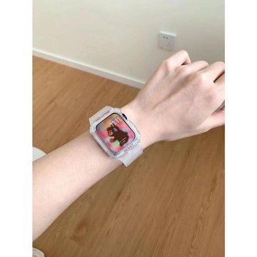 適用於Apple Watch 透明冰川錶帶 一體保護錶帶 6代 5/7代 SE 40mm 44mm 45mm 41mm
