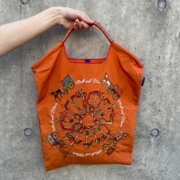 【 Ball&Chain】刺繡環保購物袋 M號 - 橘 (30103807) ｜🎁生日送禮推薦