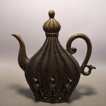 仿古純銅家居客廳辦公室裝飾品工藝品鳳壺銅器扁壺酒壺水壺禮品