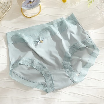 【Maggie+】薄款冰絲蝴蝶結無痕中腰透氣女用內褲-藍色