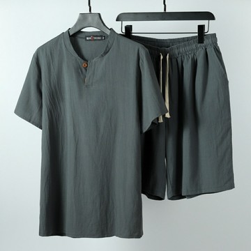 現貨+預購 新中式棉麻上衣棉麻襯衫唐裝上衣褲裝日系亞麻罩衫休閒男裝-夏季v領5色74ll14【獨家進口】【米蘭精品】