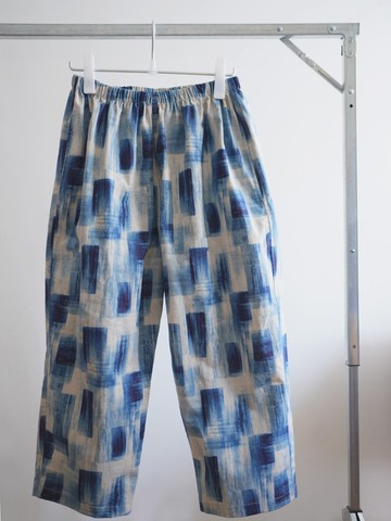 限量漸層藍刷色挺版寬褲