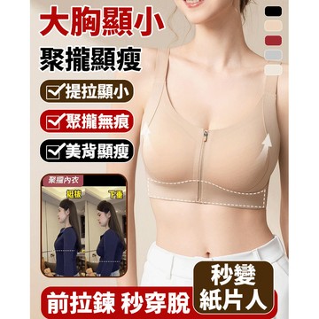 ✨大胸顯小✨聚攏無痕顯瘦內衣/前扣拉鍊款無鋼圈胸罩/光面無痕胸罩/超薄透氣胸罩/收副乳上托/調整型