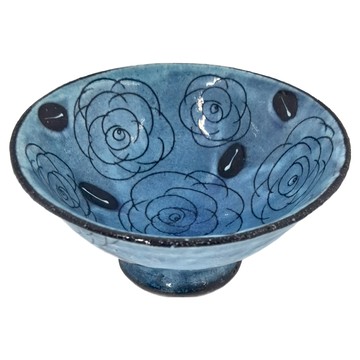 藍玫瑰高腳缽 - 日本制陶瓷碗 -30°C~100°C適用  藍色  1個