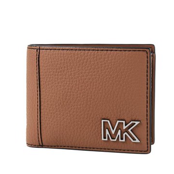 MICHAEL KORS 男款 鏤空LOGO荔枝紋零錢袋短夾-焦糖色
