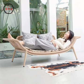 工廠直銷 戶外躺椅 沙灘椅 戶外藤椅 沙發椅 雙人陽臺休閑椅 簡約客廳藤編椅 庭院防水加高貴妃椅