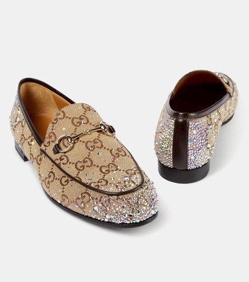Gucci Jordaan GG Canvas embellished loafers