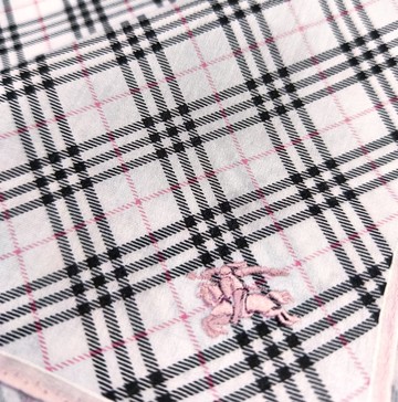 Burberry 復古手帕 口袋巾 黑粉紅 19.5 x 19.5 英吋