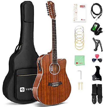 Vangoa 12 String Guitar, Acoustic-electric Dreadnought Cutaway Guitar Bundle, Sapele Body, Natural, Gloss(VA21CE NT12)