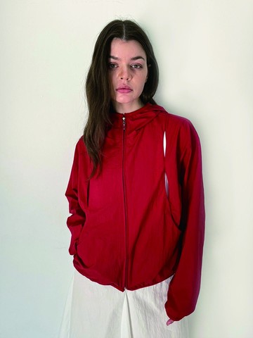 Cutout Windbreaker Hoodie [RED]