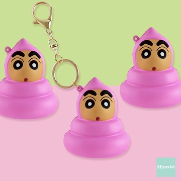 蠟筆小新-粉色便便系列捏捏紓壓鑰匙圈