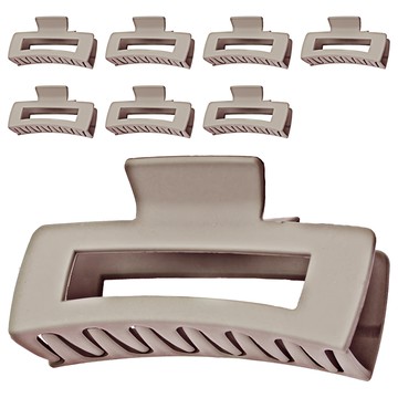 方型鯊魚髮夾 Set 8個 鯊魚夾 [效期可用]  灰咖