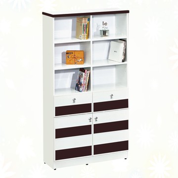 文創集 南亞塑鋼 派翠多彩2.7尺二門二抽塑鋼書櫃/收納櫃(六色可選)-81x34.3x150.9cm免組