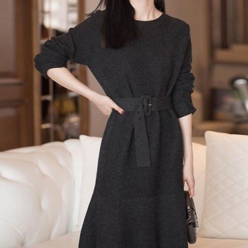 韓系氣質收腰針織洋裝