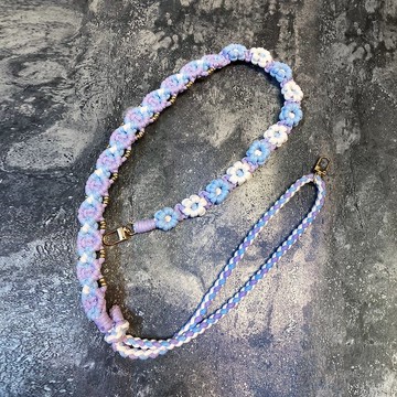 【小花菱格黃銅款】 包芯繩 可調節 背帶掛繩