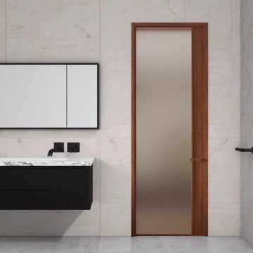 【免運/可開票】2025新款衛生間門廁所浴室門中古風胡桃木色鈦鎂合金平單開玻璃門 出貨快P0319