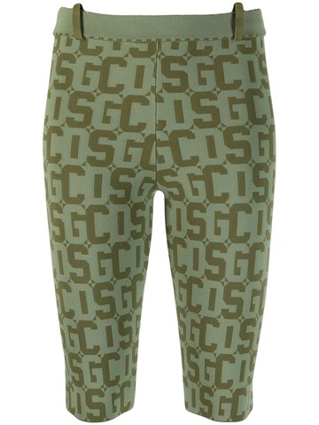 Gcds - two-tone monogram-jacquard cropped leggings - women - Polyamide - S - Green