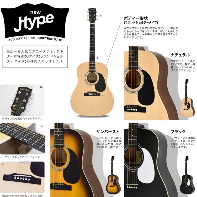 アコースティックギター 初心者セット 16点 入門セット W-15/F-15/HJ