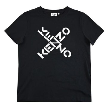 KENZO 2TS850 品牌元素燙印LOGO標誌棉質短T恤.黑