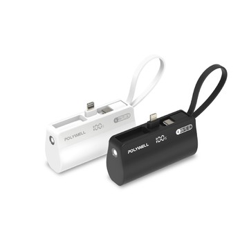 polywell 18w 直插 自帶線 快充 行動電源 充電器 5000mah