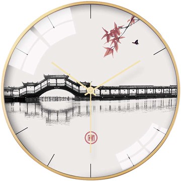 中式掛鐘客廳家用時鐘掛墻大氣中國風鐘飾靜音鐘表簡約藝術掛表