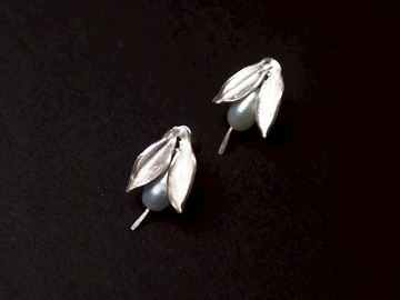 【Plant系列 】#a150 花瓣珍珠耳環/ 925銀/ 手工禮物/ 客製化
