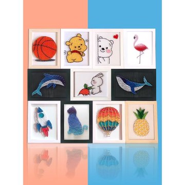 非遺手作diy釘子繞線畫手工制作弦絲畫兒童填充畫創意生日禮物