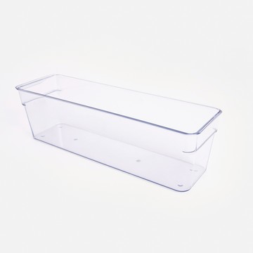 實用透明長型單提把收納盒 36.6x11x10.28cm