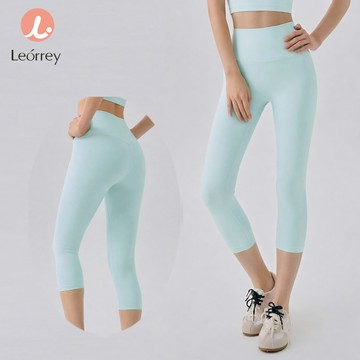 Leorrey-Seamless 高腰瑜伽卡普里打底褲桃子提臀收腹健身九分褲