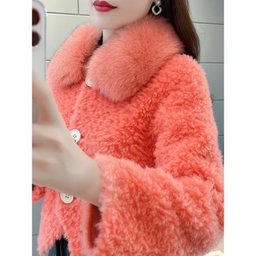 2025新款狐貍毛皮草外套女海寧網紅爆款小個子時尚洋氣顆粒羊毛冬