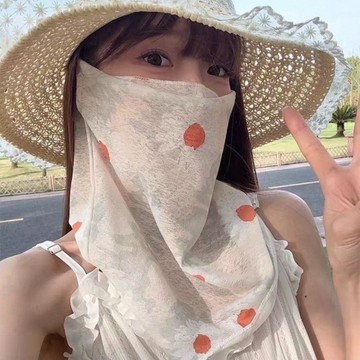 賣場滿150出貨🔥臺灣出貨🔥日係文藝小碎花麵罩女夏季輕薄透氣開車騎行遮陽遮臉麵紗防塵